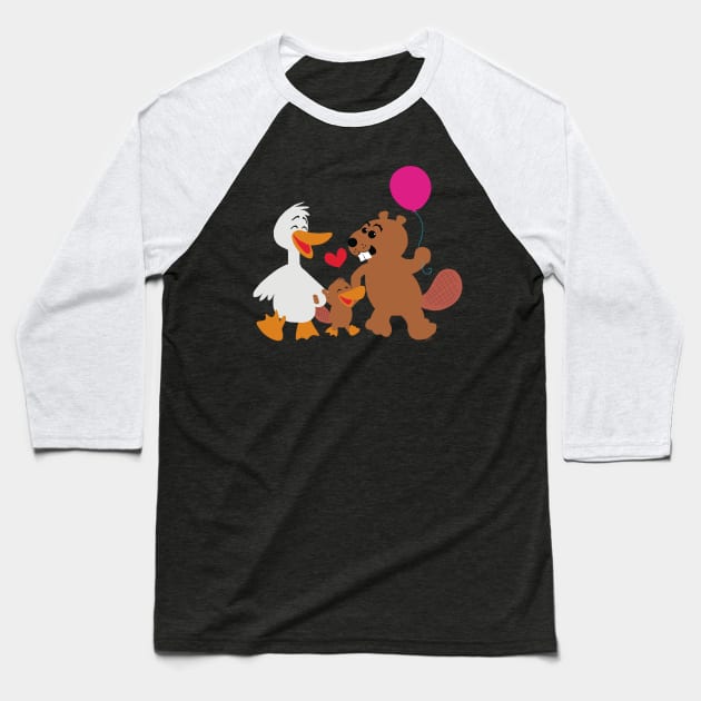 Platypus Family Baseball T-Shirt by wolfmanjaq